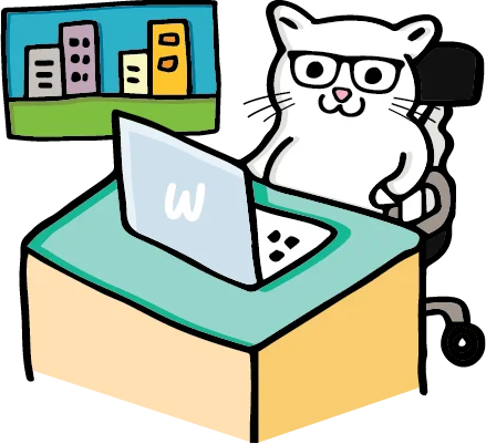 8Bit the Cat working from a laptop by a window