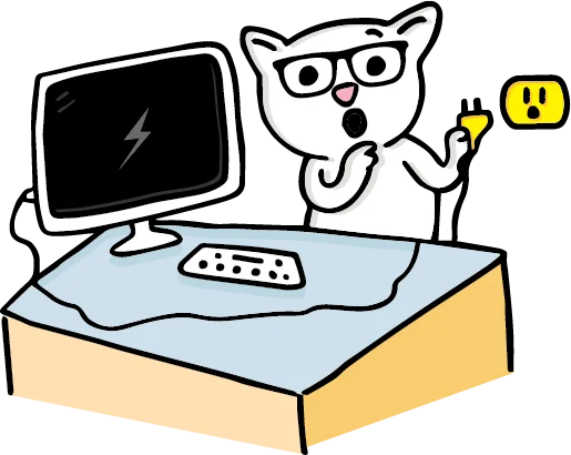 8Bit the Cat unplugging a cable to reboot the rack